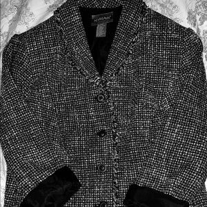 Black and white tweed jacket. Dress or casual
